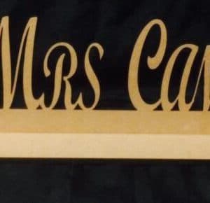 Laser cut MDF Mr & Mrs Surname sign on stand