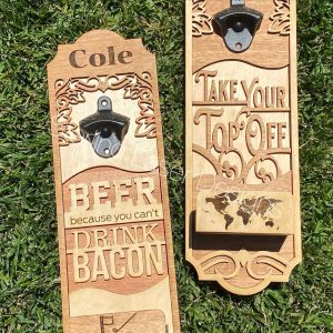 Wall hanging bottle opener