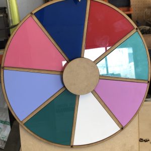 Business spinning prize wheel