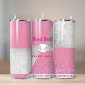 Pink/silver red bull 20oz tumbler
