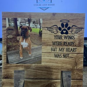 Pet memorial photo frame with collar holder