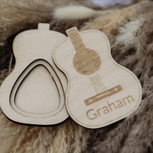 Personalised Guitar Picks with Custom Guitar Shaped Box
